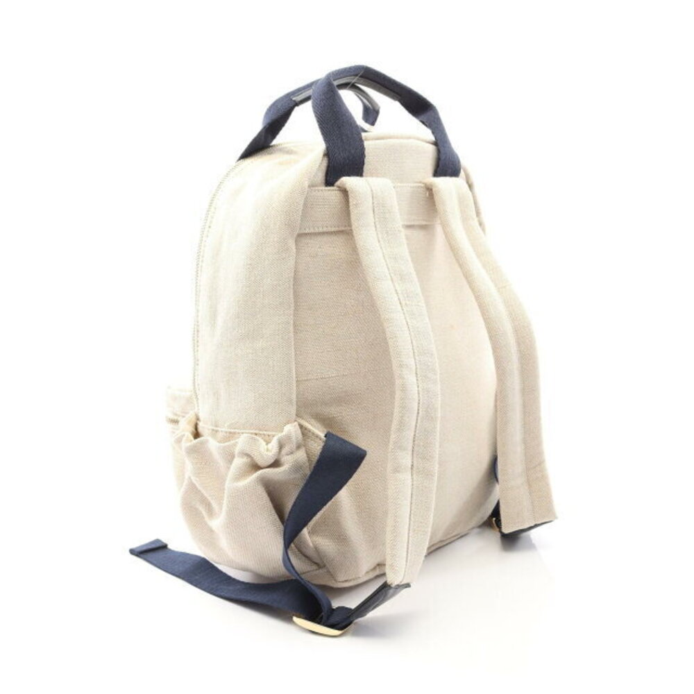 Chloe Canvas Backpack Beige Navy Blue - Picture 2 of 4